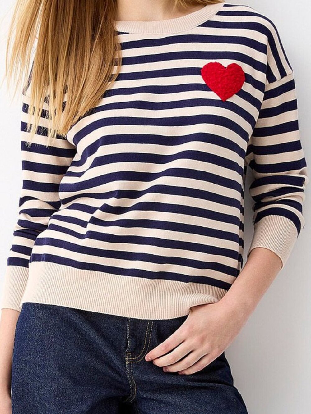 Caring Heart Striped Sweater One Size Fits All